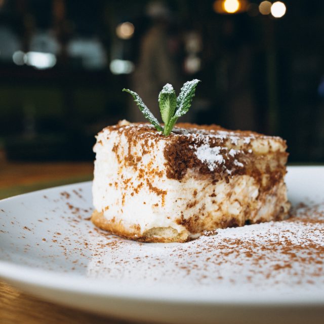 Tiramissu dessert with mint